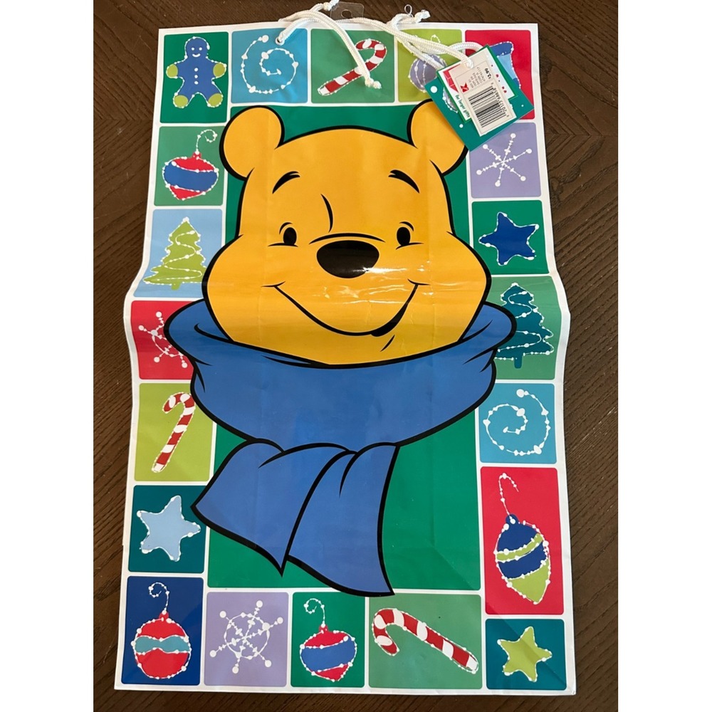 Vintage Disney Winnie the Pooh Christmas Holiday Gift Bag 24'' x 14'' Oversized